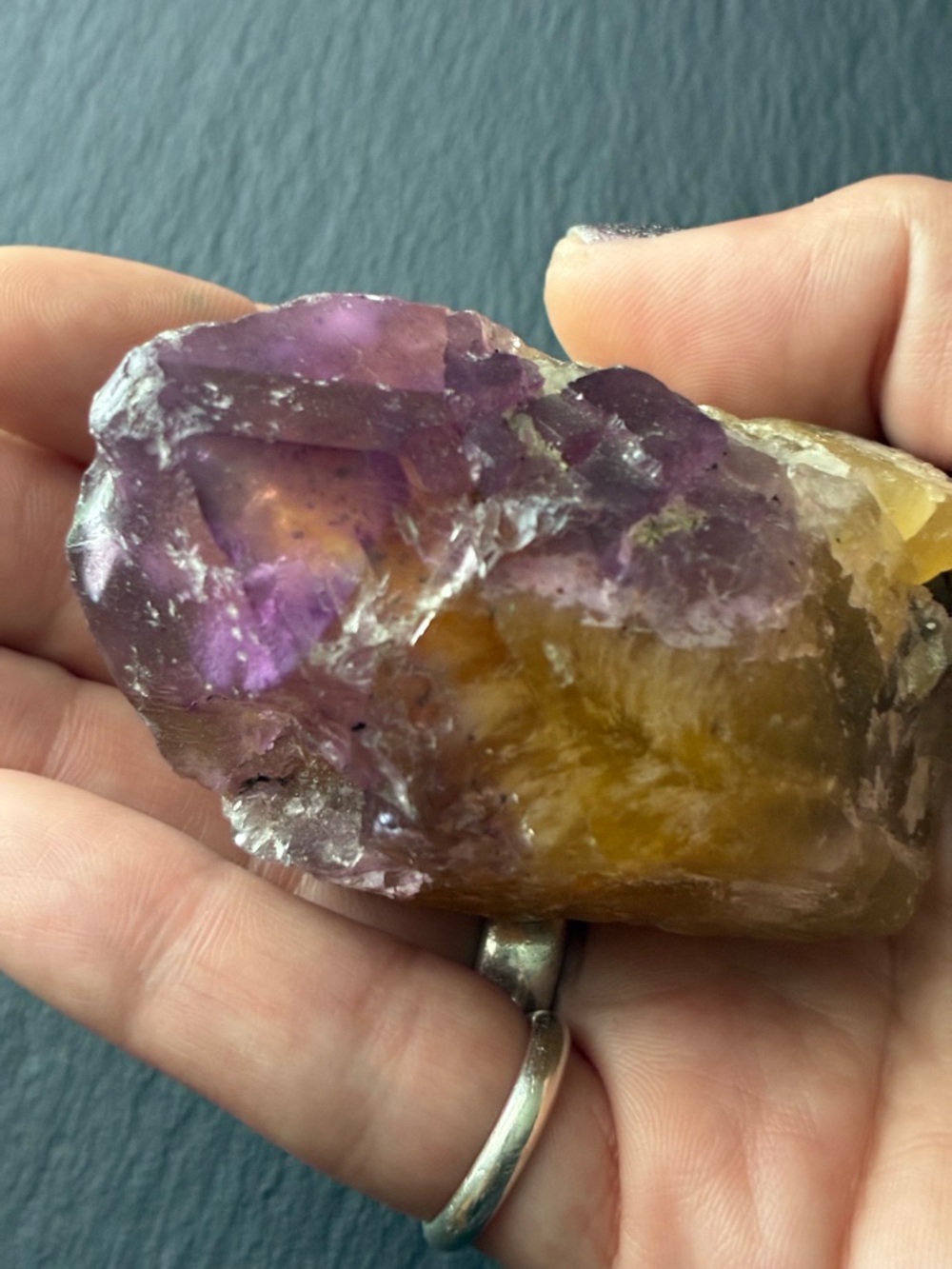 Raw Purple and Yellow Flourite Crystal Point - Picture 5 of 6